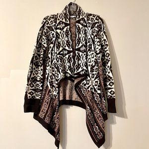 Blu Pepper Fly Away Cardigan Knit Sweater Shawl Collar Cream Black Olive Small